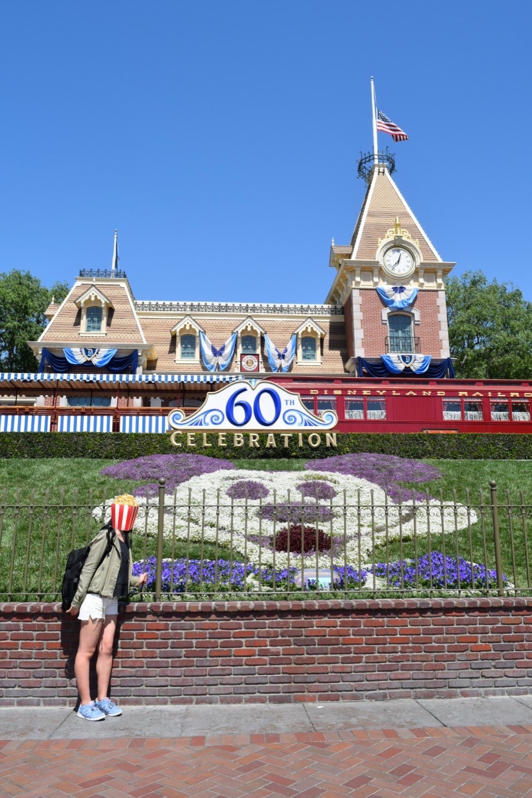 アナハイムディズニー60周年 花壇前で撮影した筆者の写真（2016年）