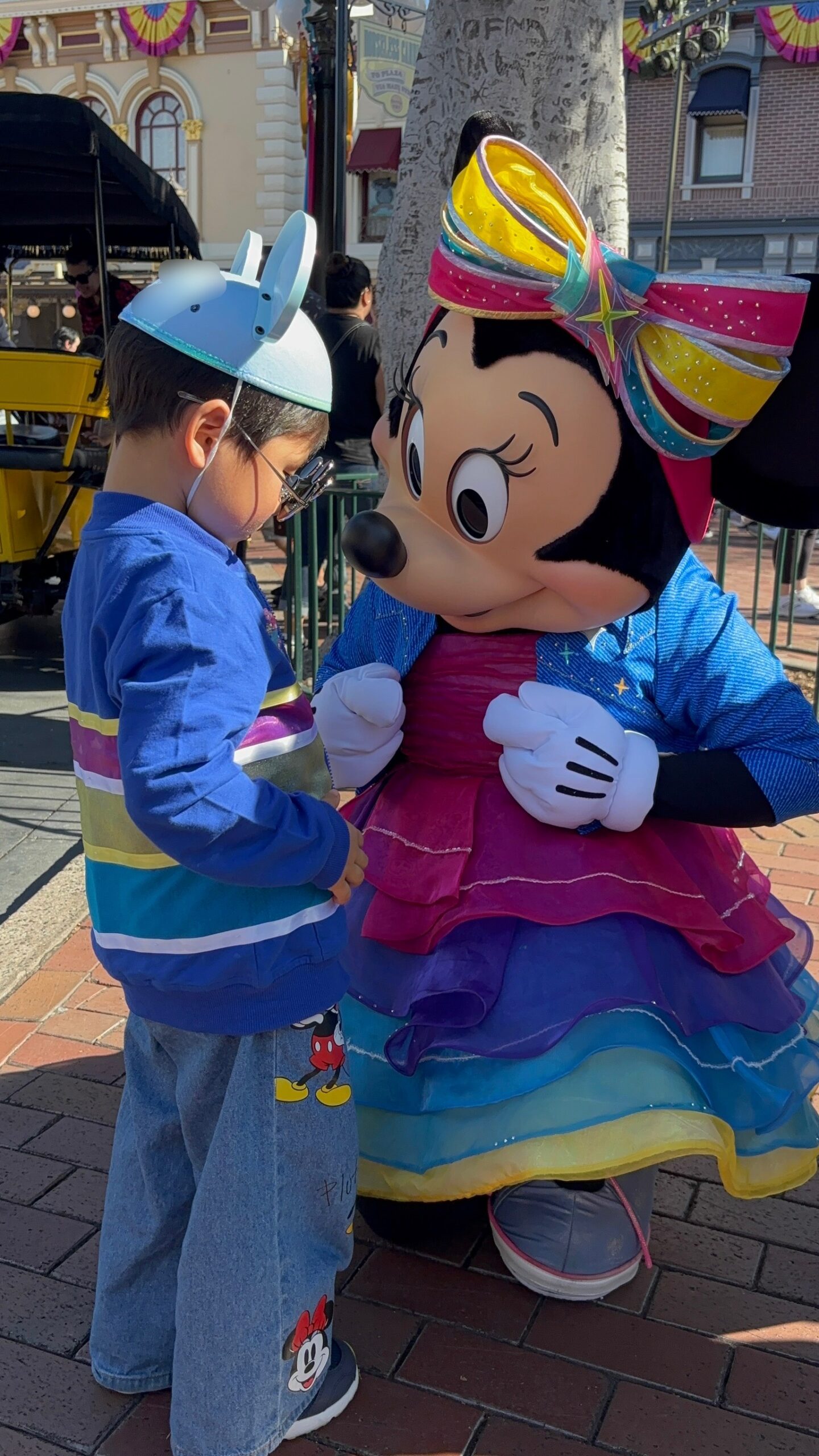 アナハイムディズニー70周年のミニーが息子の手作りジャケット風コーデに気づいてくれた瞬間。
