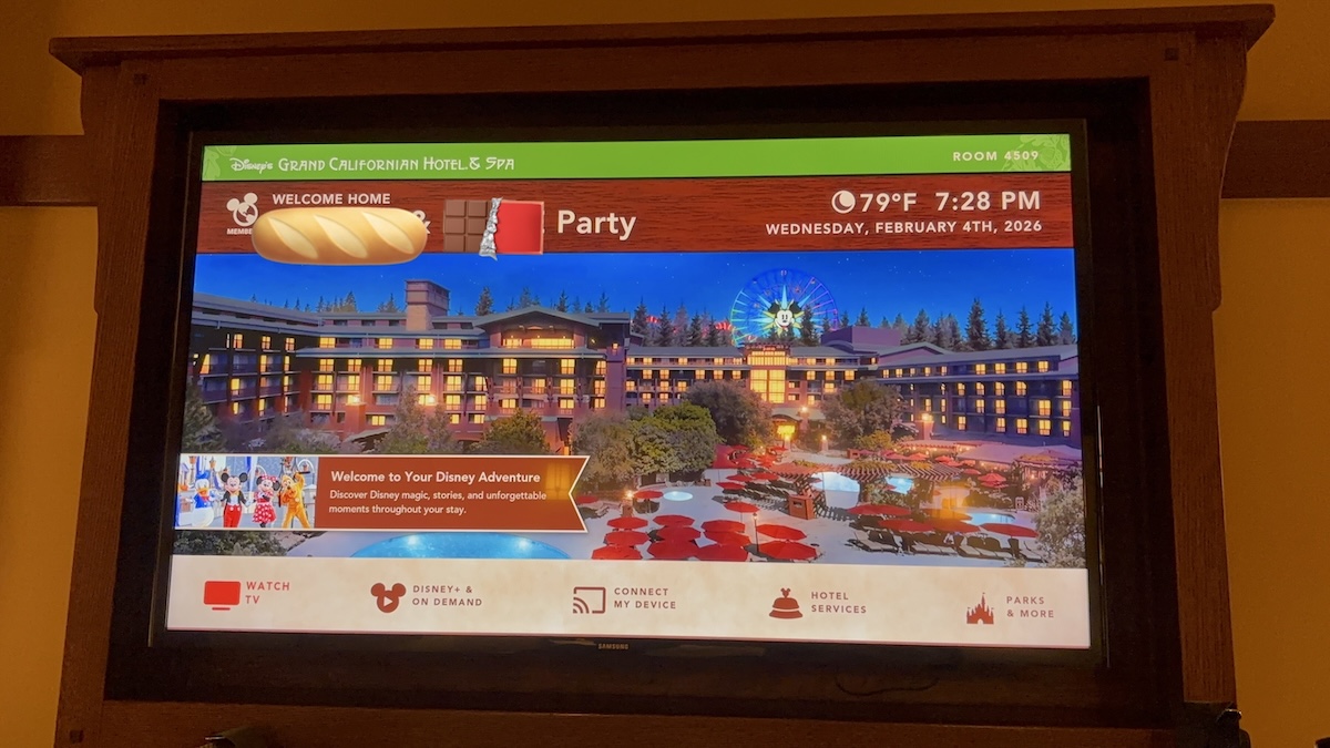 グランドカリフォルニアンホテル 客室テレビ メニュー画面