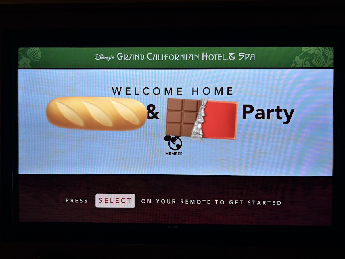 グランドカリフォルニアンホテル 客室テレビ ウェルカムメッセージ